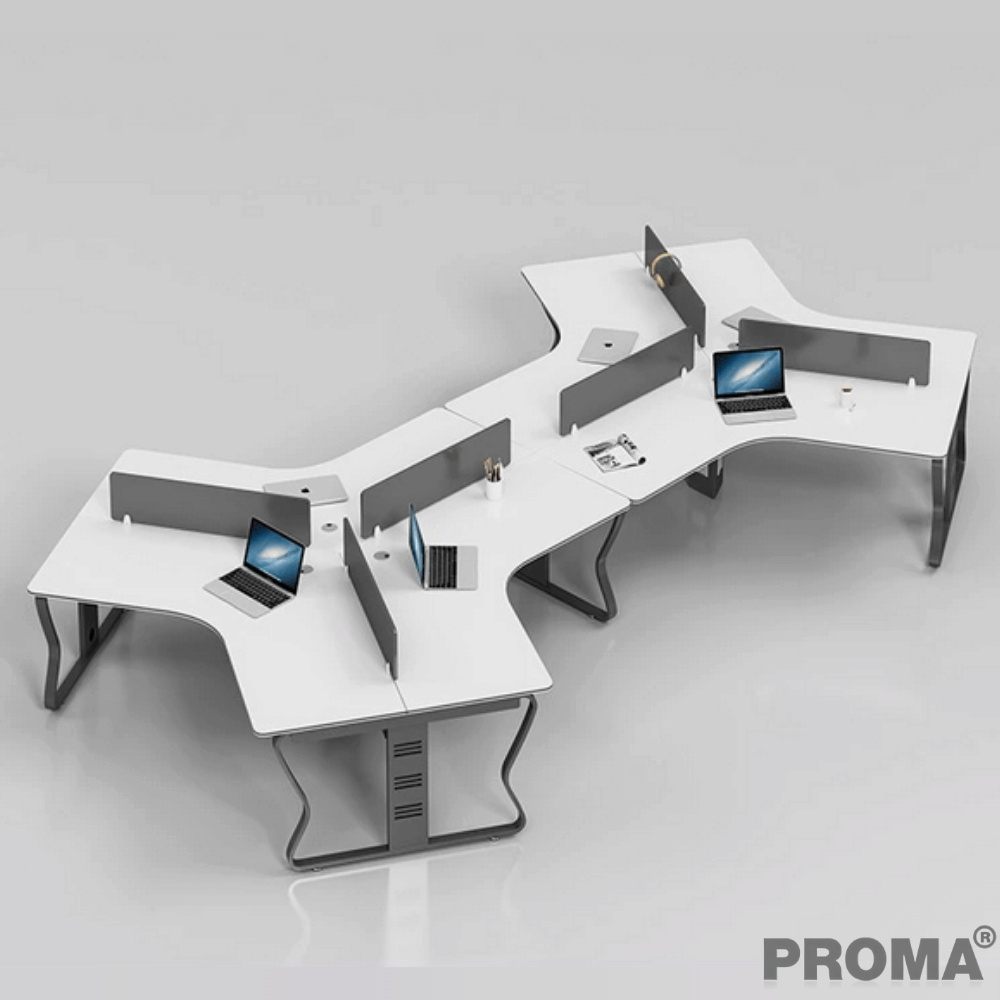 [Pre-order] โต๊ะทำงาน Proma-POD-05 สีขาว/ดำ แบบ 6 ที่นั่ง (ไม่มีตู้เอกสาร)_9